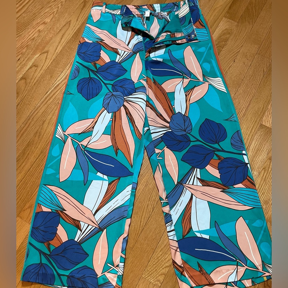 NWOT Two Piece Set - Nine West Jacket + Pants Tropical Leaf Print - Size Large - Picture 6 of 10